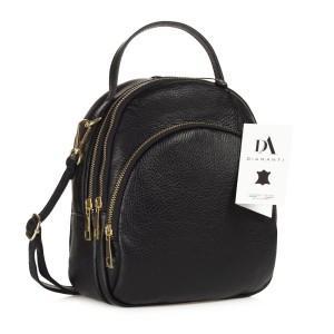 Rucsac dama din piele naturala DiAmanti Amato Nero